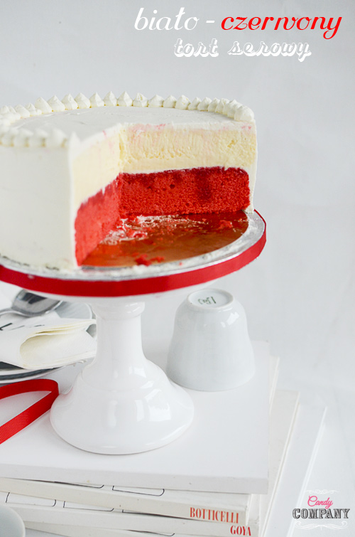 White & red cheesecake cake for Polish Independence day, moist and light this cake is perfect for any occasion.