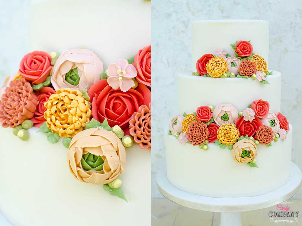Piped flower cake