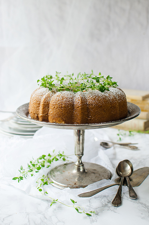 Olive oil cake with thyme, oranges and lemons