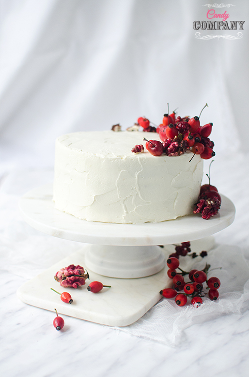 Walnut layer cake with sheep's cheese frosting. Food photography by Candy Company