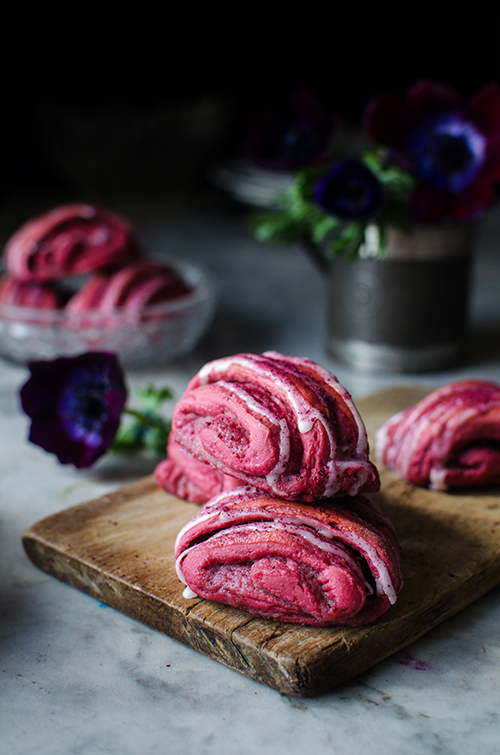 Beetroot rolls with rose petal jam recipe. Food photography by Candy Company