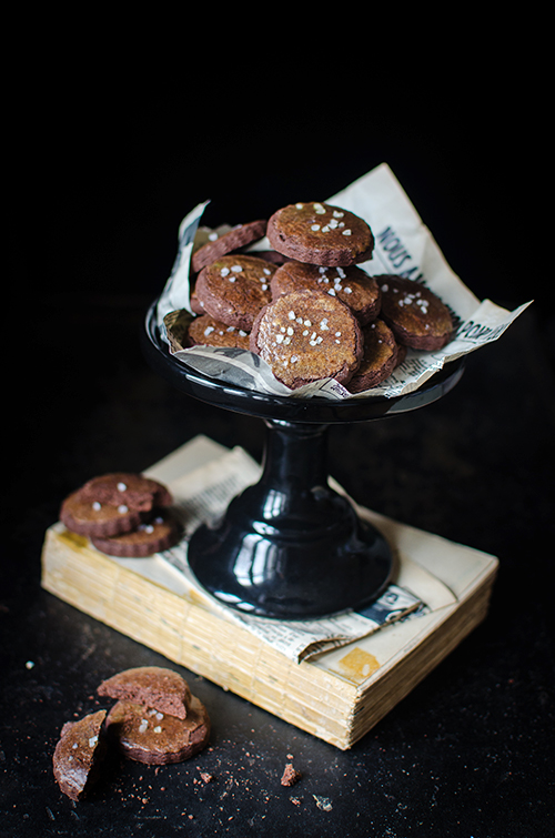 Easy chocolate cookie with sea salt recipe. Food photography by Candy Company