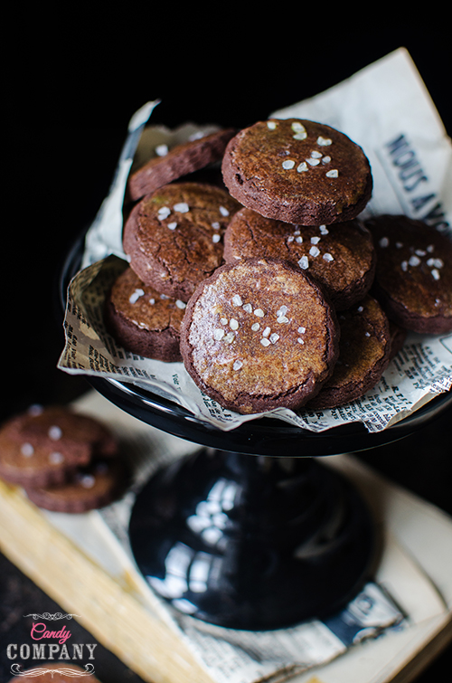 Easy chocolate cookie with sea salt recipe. Food photography by Candy Company