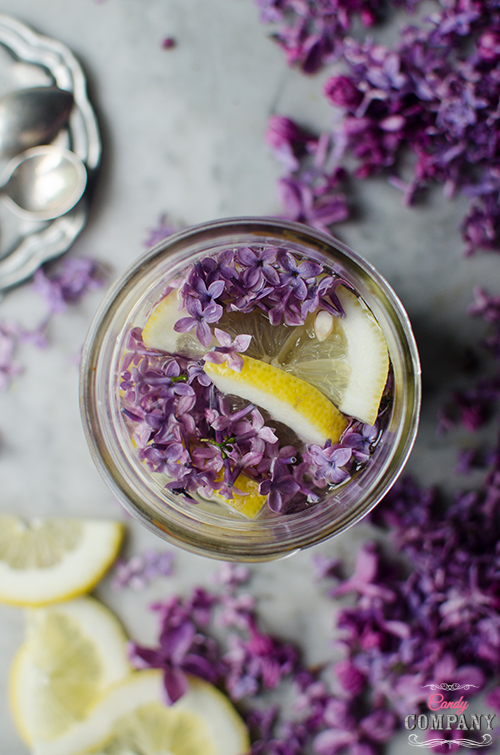 lilac syrup recipe. Food photography by Candy Company