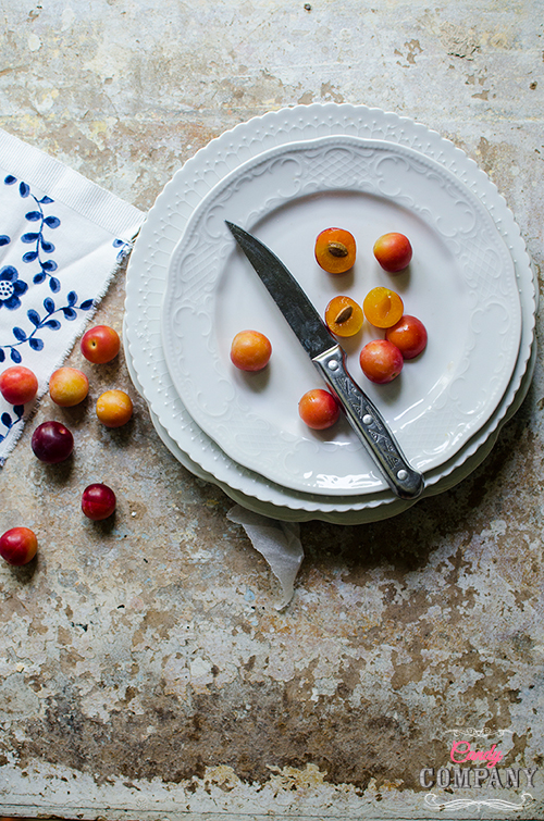 Melopita greek cheesecake recipe with honey and mirabelle plum. Food photography by Candy Company