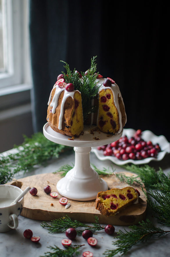 Cranberry mango pound cake recipe. Food photography by Candy Company